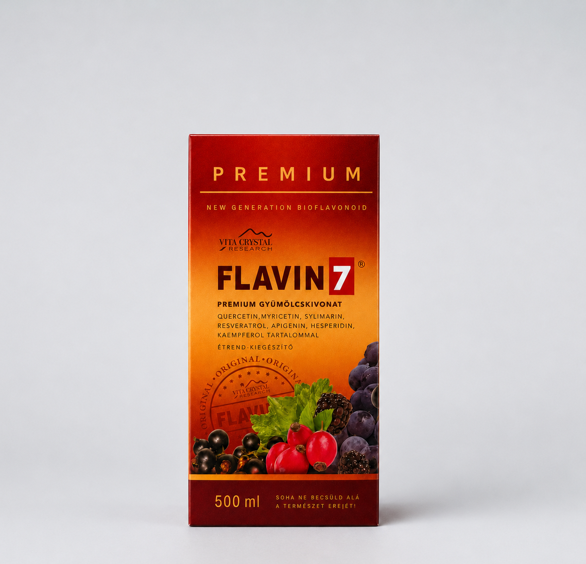 Flavin7 Premium 500 ml – supliment alimentar natural cu bioflavonoide din extracte de fructe, pentru susținerea protecției antioxidante. (Flavin7 + quercetina, miricetina, silimarina, resveratrol, apigenina, hesperidina, kaempferol)